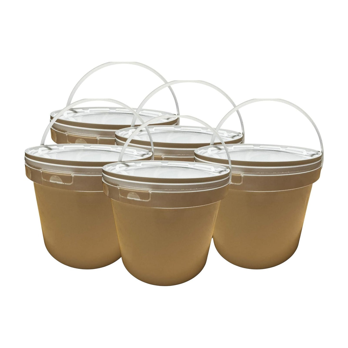 Lot de 5 x Seau 5 litres en Plastique avec Couvercle – Étanche, Réutilisable et Idéal pour Produits Alimentaires ou