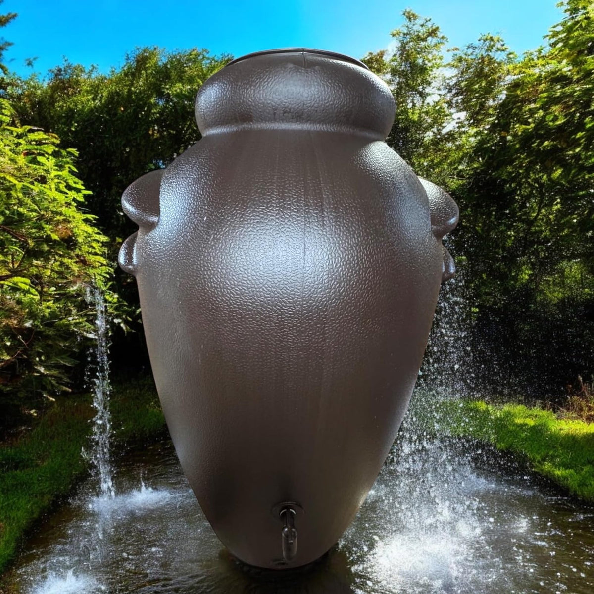 Récupérateur d'eau de pluie 350 L design amphore – Citerne décorative avec robinet