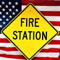 Road Sign Fire Station XXL